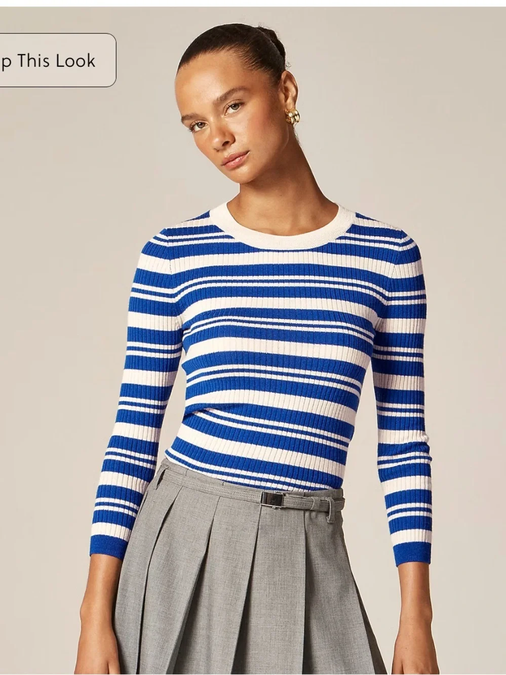 J.Crew Carolyn Merino Wool three-quarter sleeve stripe sweater size Medium